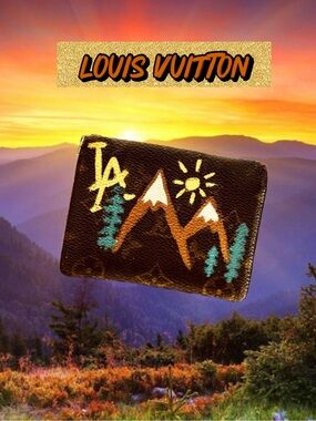 Louis Vuitton Monogram Card Case Pass Case vintage hand painted